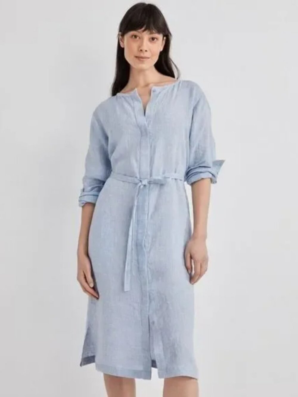 Haven Well Within Light Blue Linen Midi Dress